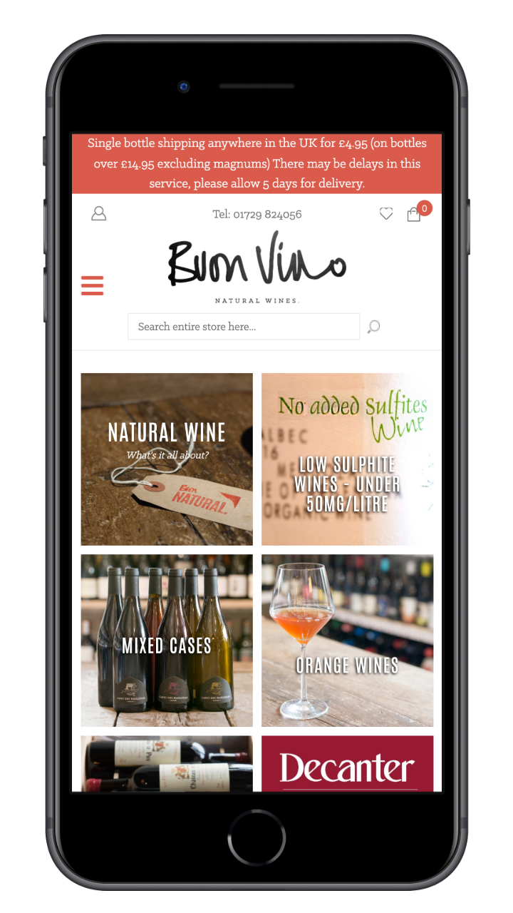 Buon Vino Retail Homepage Mobile