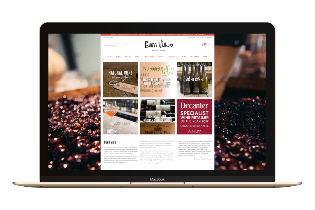 Buon Vino Retail Homepage Desktop